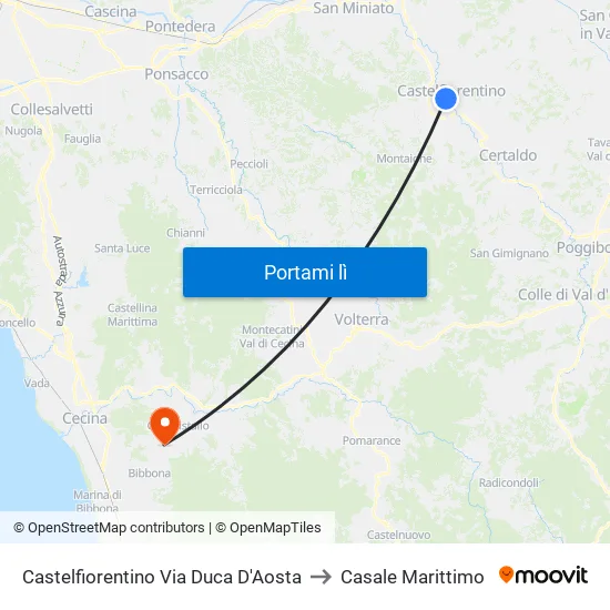 Castelfiorentino Via Duca D'Aosta to Casale Marittimo map