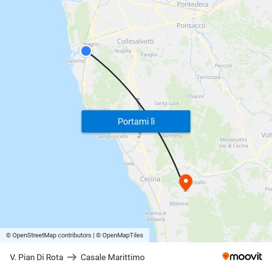 V. Pian Di Rota to Casale Marittimo map