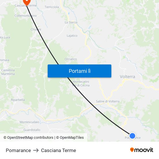 Pomarance to Casciana Terme map