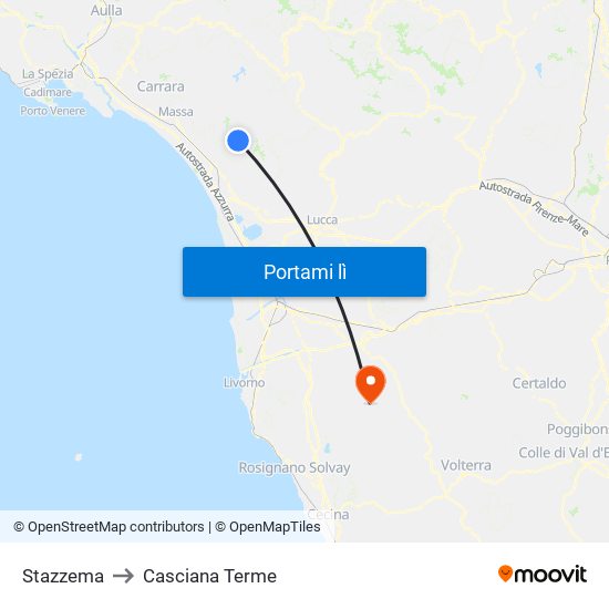 Stazzema to Casciana Terme map