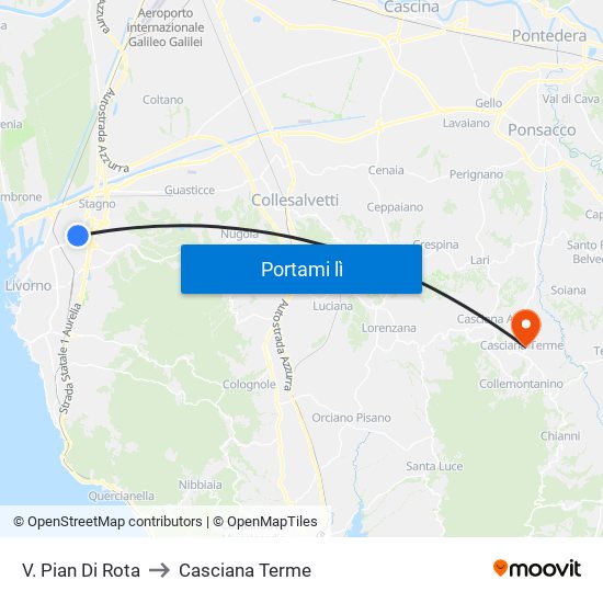 V. Pian Di Rota to Casciana Terme map