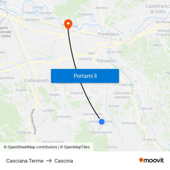 Casciana Terme to Cascina map