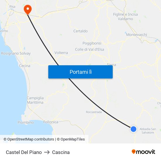 Castel Del Piano to Cascina map