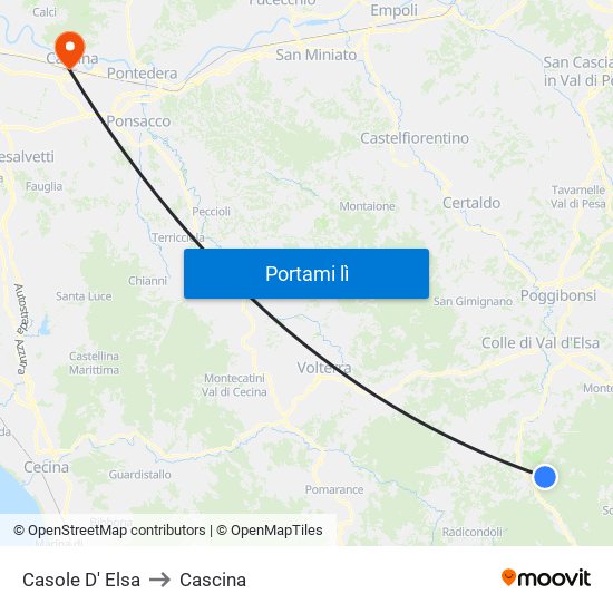Casole D' Elsa to Cascina map