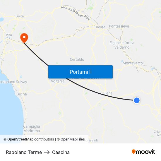 Rapolano Terme to Cascina map