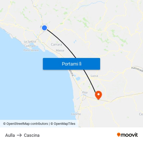 Aulla to Cascina map