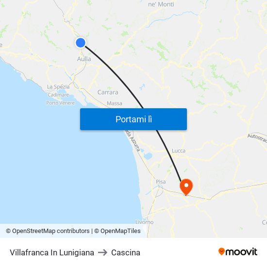 Villafranca In Lunigiana to Cascina map