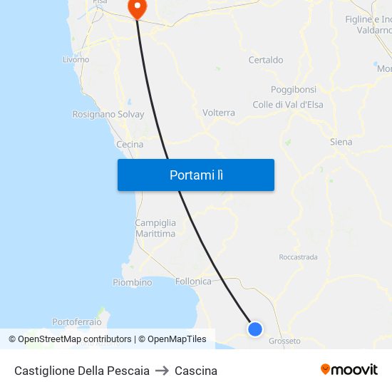 Castiglione Della Pescaia to Cascina map