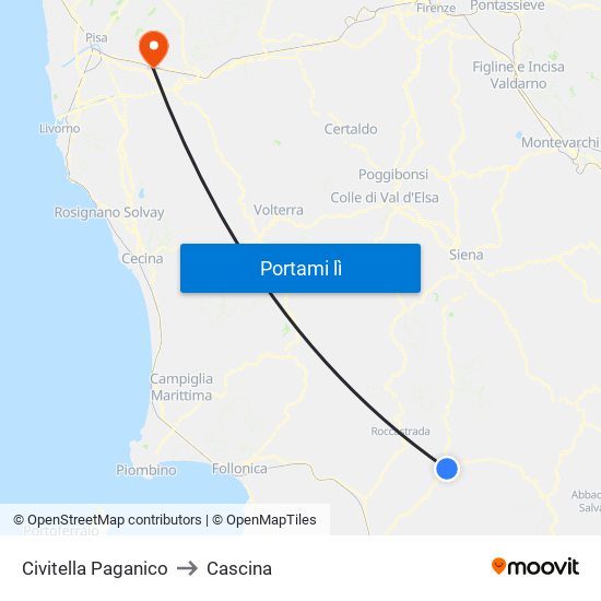 Civitella Paganico to Cascina map