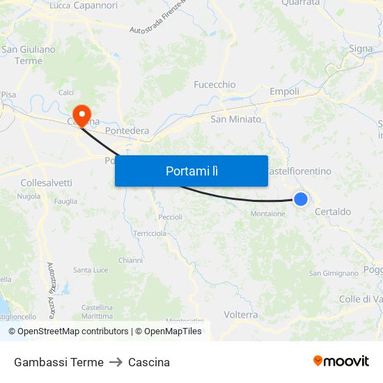 Gambassi Terme to Cascina map