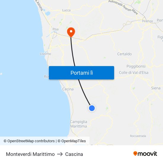 Monteverdi Marittimo to Cascina map