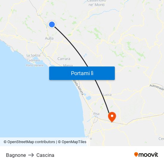Bagnone to Cascina map