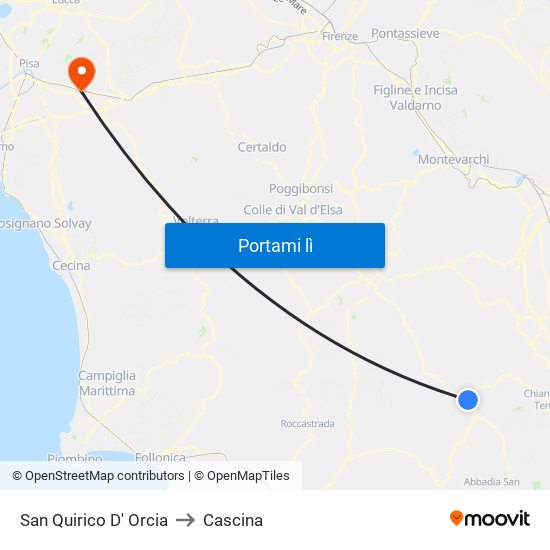 San Quirico D' Orcia to Cascina map
