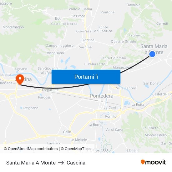 Santa Maria A Monte to Cascina map