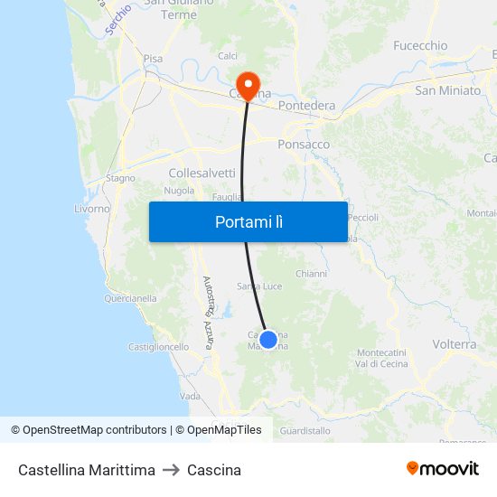 Castellina Marittima to Cascina map