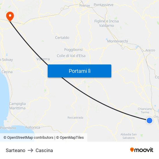 Sarteano to Cascina map