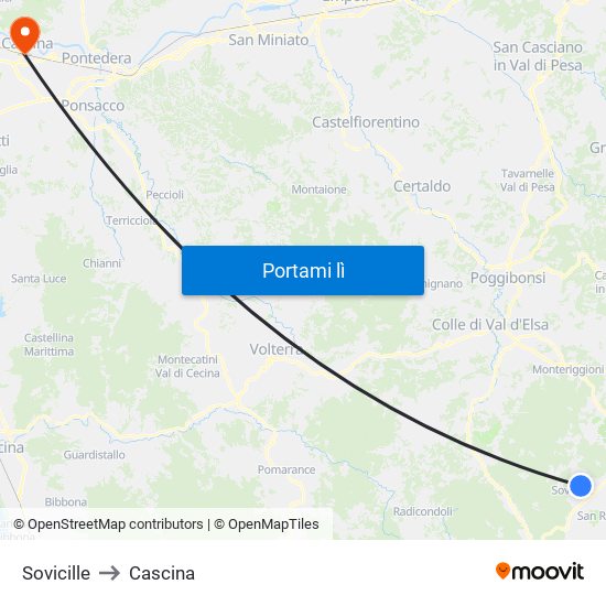 Sovicille to Cascina map