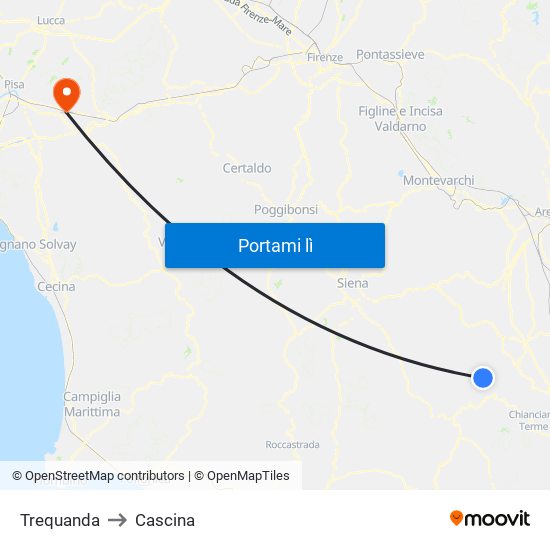 Trequanda to Cascina map