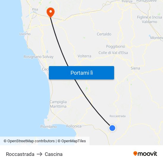 Roccastrada to Cascina map