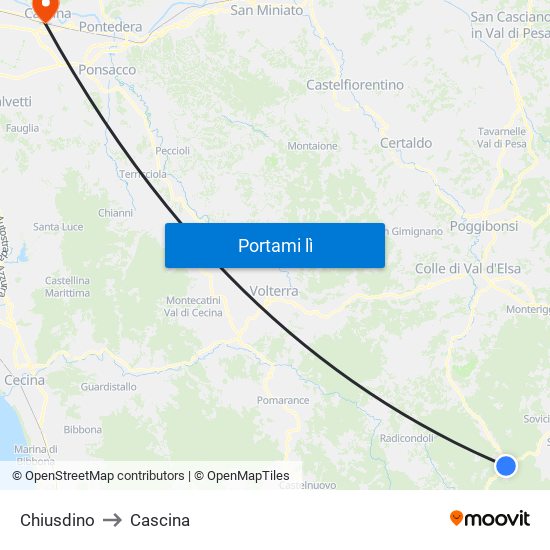 Chiusdino to Cascina map