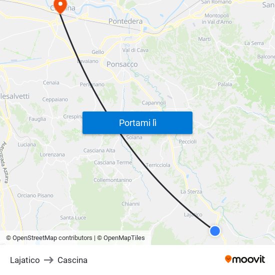 Lajatico to Cascina map