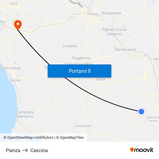 Pienza to Cascina map