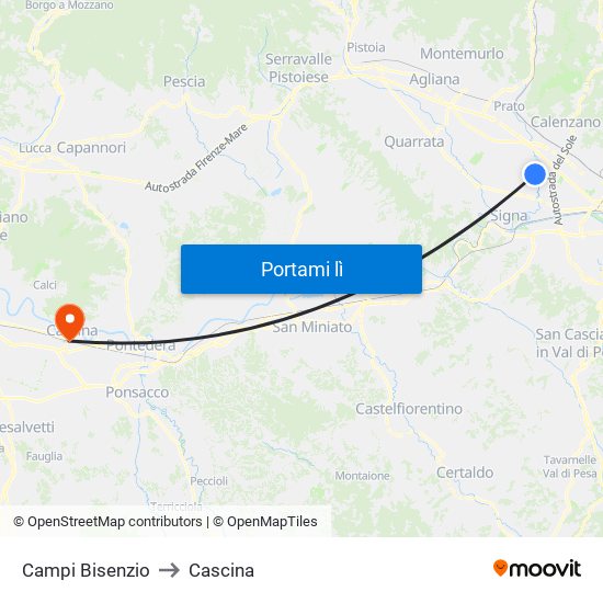 Campi Bisenzio to Cascina map