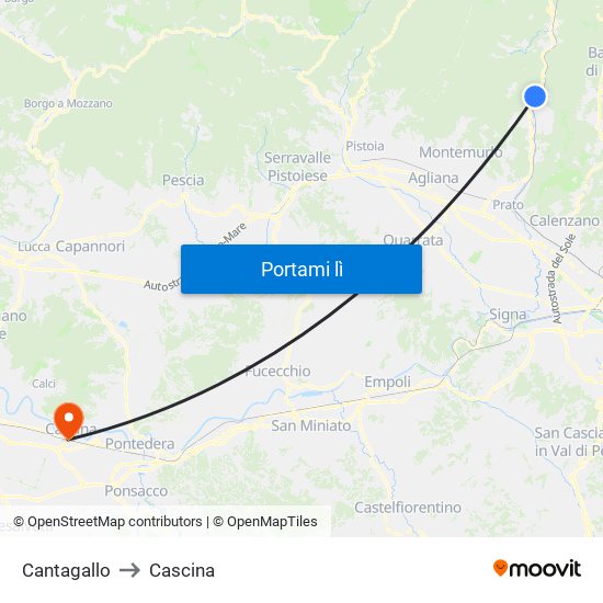 Cantagallo to Cascina map