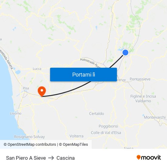 San Piero A Sieve to Cascina map