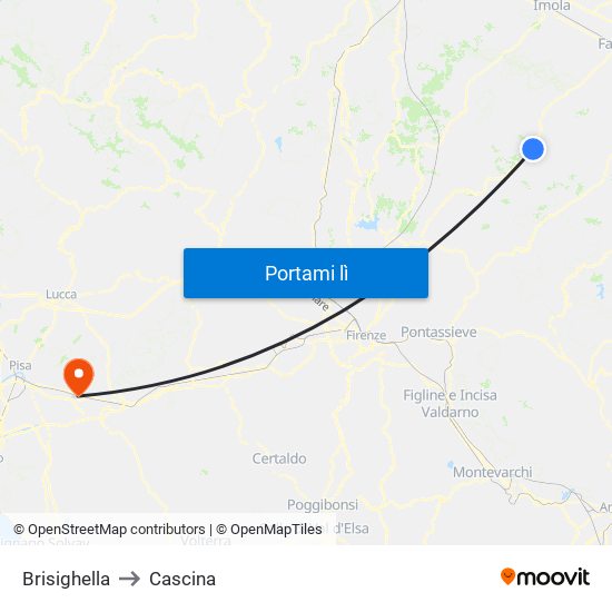 Brisighella to Cascina map