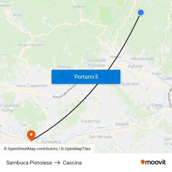 Sambuca Pistoiese to Cascina map