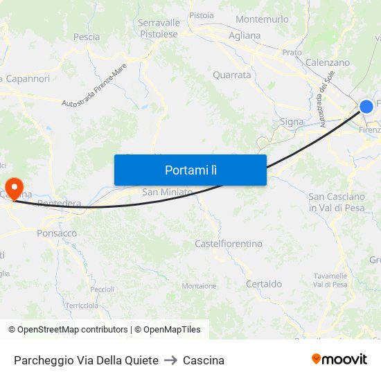 Parcheggio Via Della Quiete to Cascina map