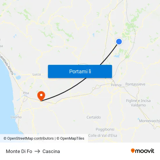 Monte Di Fo to Cascina map