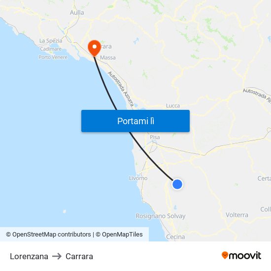 Lorenzana to Carrara map