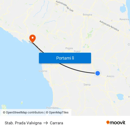 Stab. Prada Valvigna to Carrara map