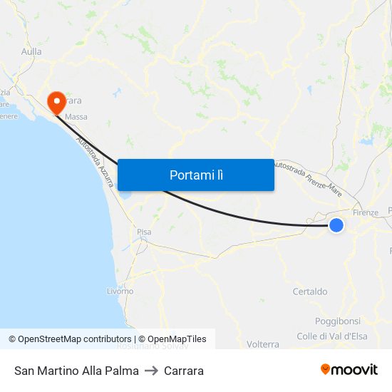 San Martino Alla Palma to Carrara map