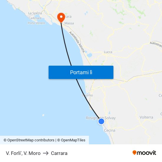 V. Forli',  V. Moro to Carrara map