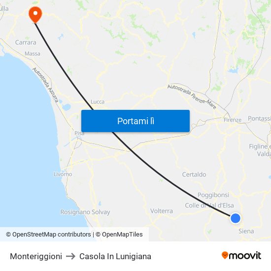 Monteriggioni to Casola In Lunigiana map