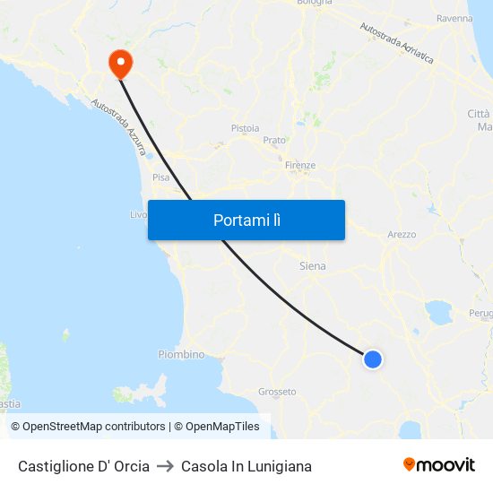 Castiglione D' Orcia to Casola In Lunigiana map