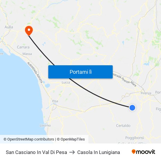 San Casciano In Val Di Pesa to Casola In Lunigiana map