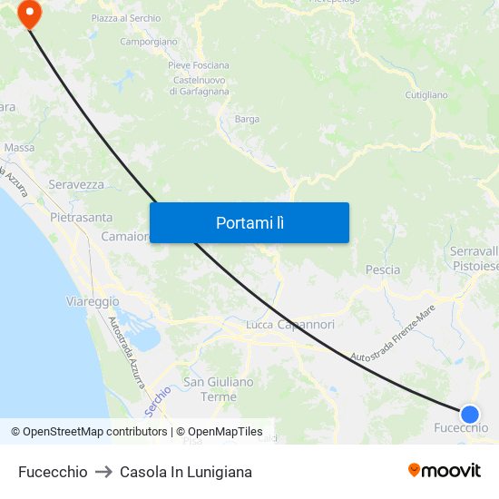 Fucecchio to Casola In Lunigiana map