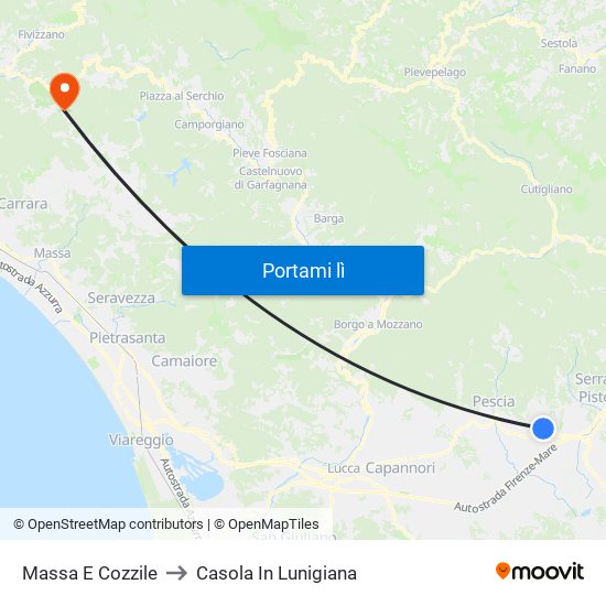 Massa E Cozzile to Casola In Lunigiana map