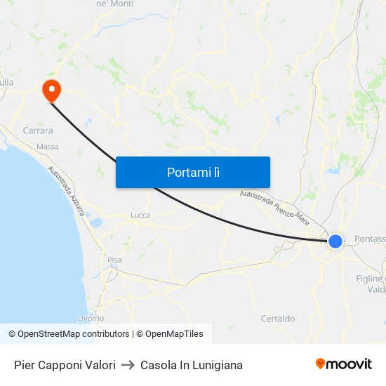 Pier Capponi Valori to Casola In Lunigiana map