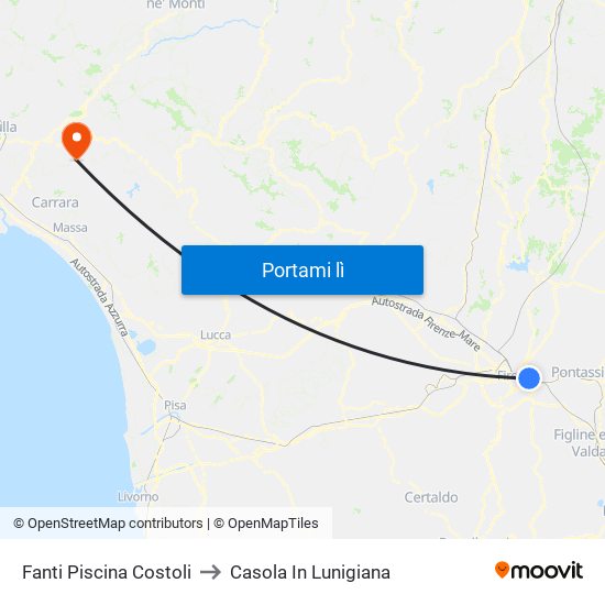 Fanti  Piscina Costoli to Casola In Lunigiana map