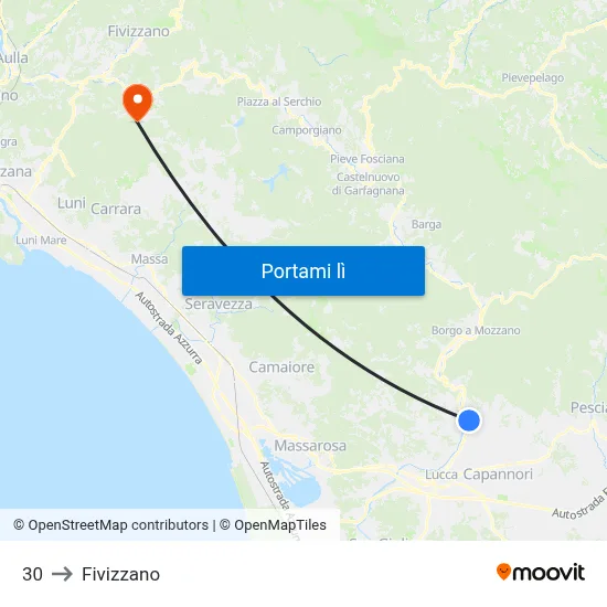 30 to Fivizzano map