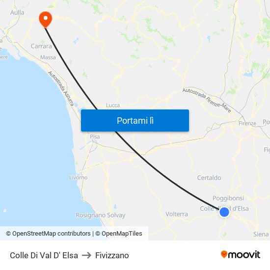 Colle Di Val D' Elsa to Fivizzano map