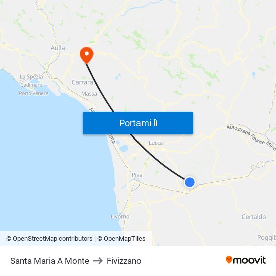 Santa Maria A Monte to Fivizzano map