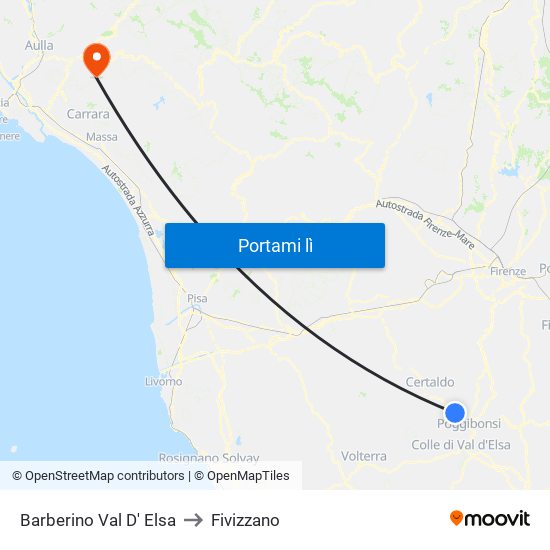 Barberino Val D' Elsa to Fivizzano map