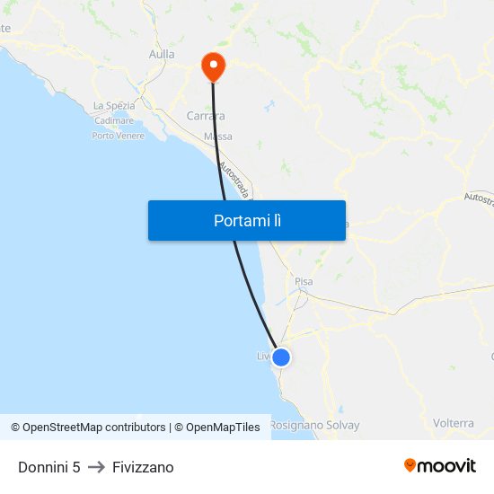 Donnini 5 to Fivizzano map