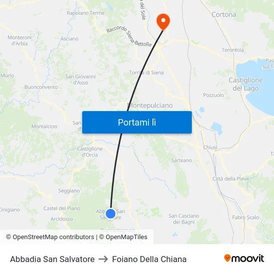 Abbadia San Salvatore to Foiano Della Chiana map